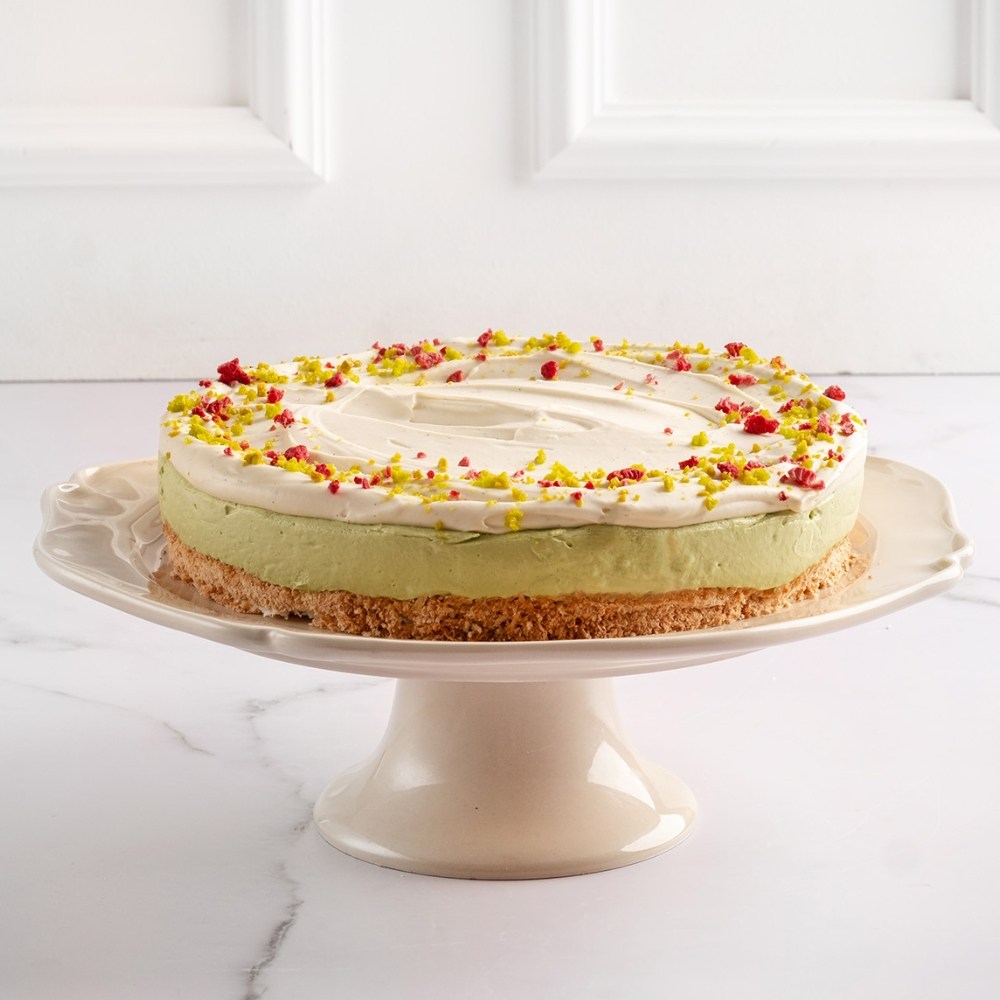 Matcha–malina–kokos cheesecake OLLIES