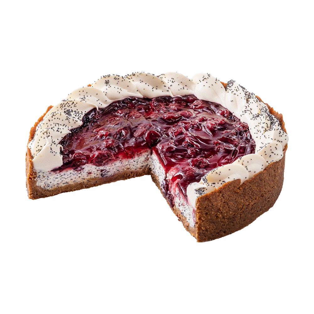 Makový cheesecake s višněmi Ollies