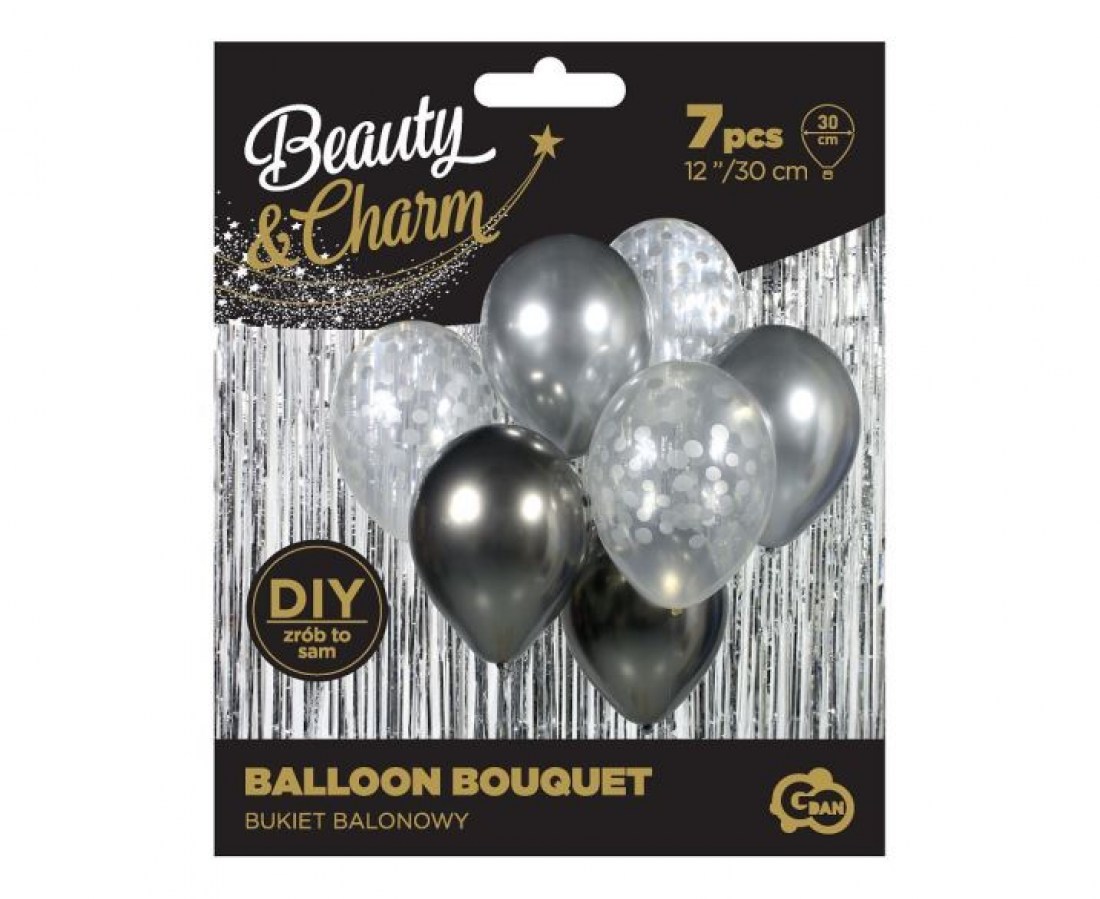 Balení balónků 7 ks stříbrná